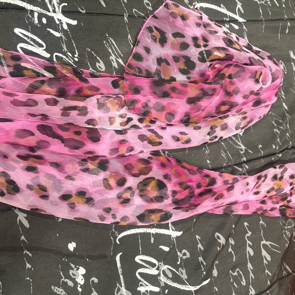 Pink Leopard Print Scarf